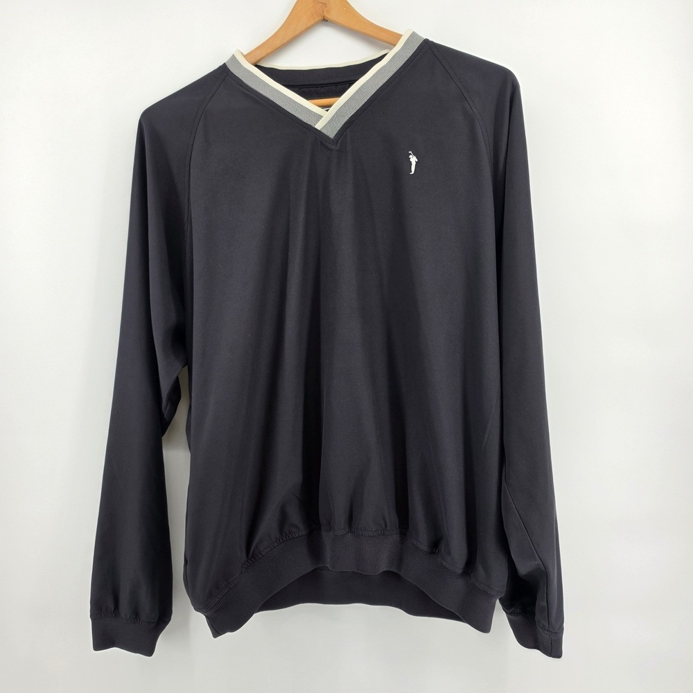 Austin Golf Mens Black Windbreaker Pullover V-Neck Water Resistant Size Large